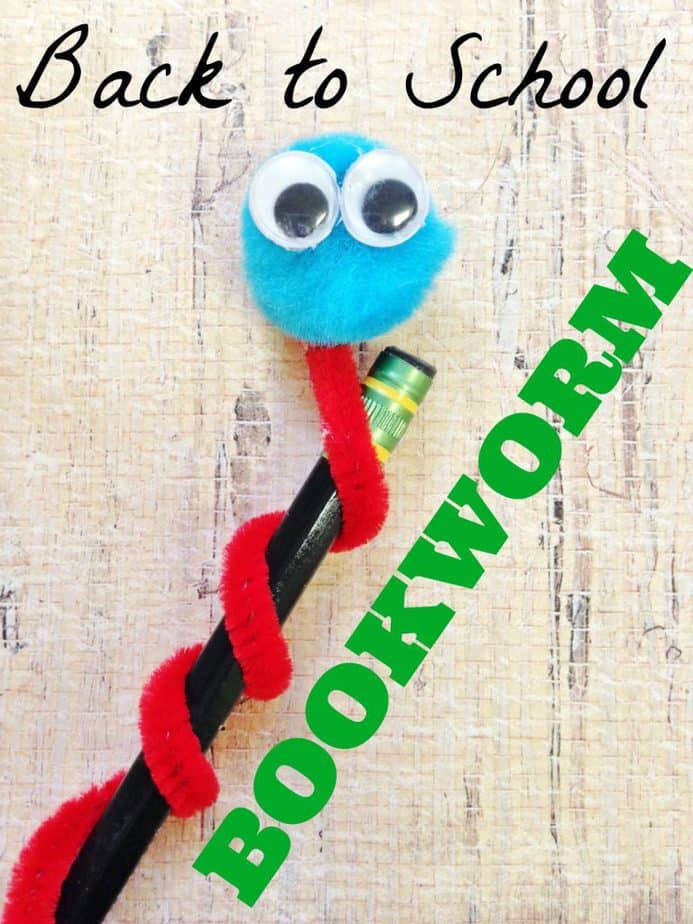 Back to School Bookworm Pencil Topper Craft for Kids