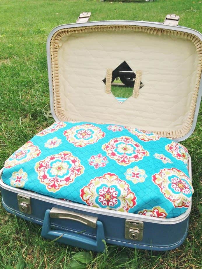 upcycled pet suitcase bed