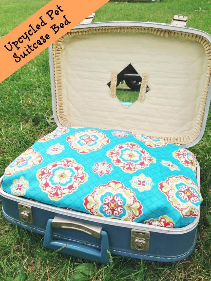 upcycled pet suitcase bed