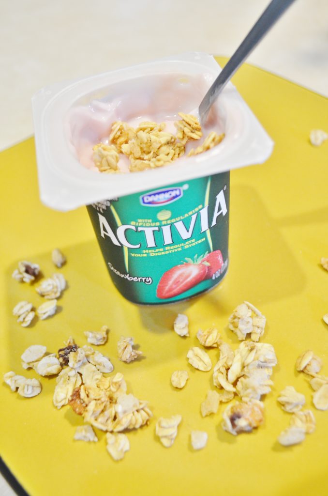 dannon activia yogurt with granola snack idea