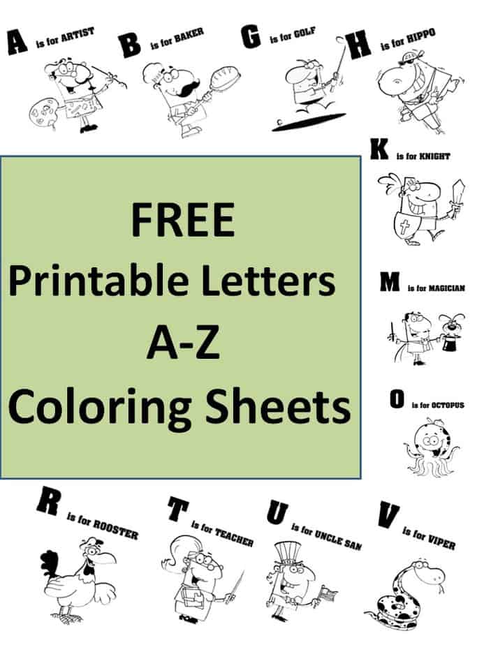 Free Printable Letters a to z Coloring Sheets Image