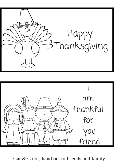 Thanksgiving Printable cards for kids