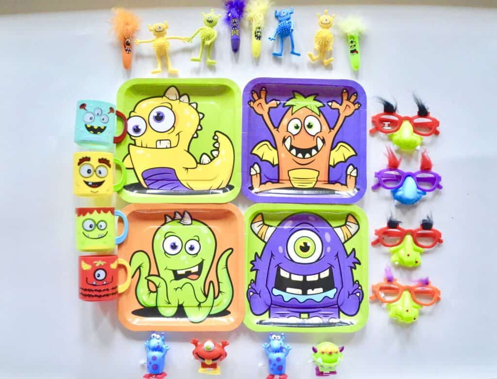 colorful monster party decor