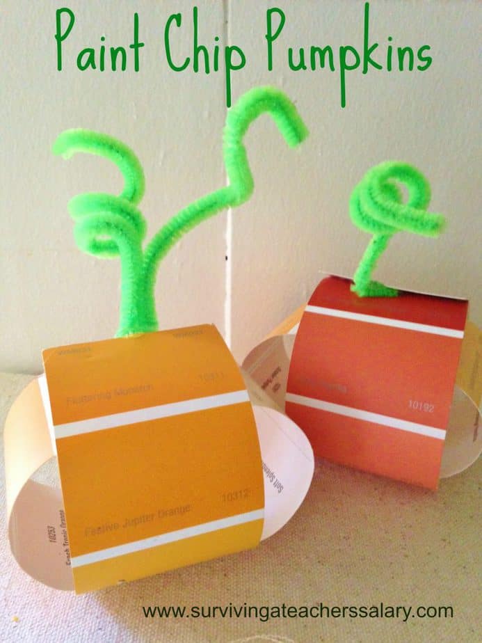 paint chip pumpkins kids craft