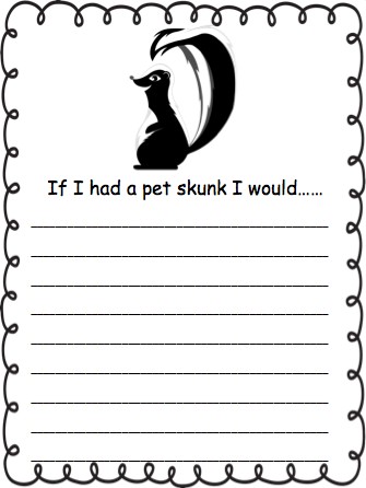 If I had a pet skunk printable writing prompt worksheet