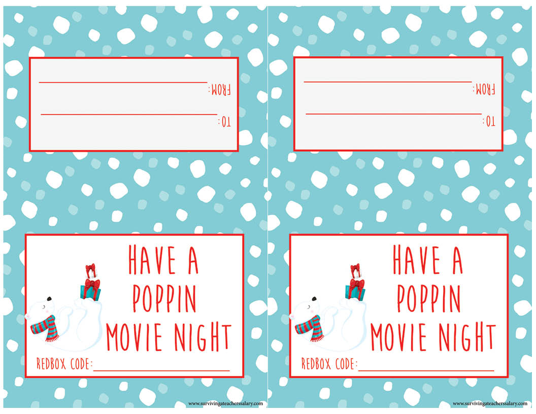Redbox Movie Night Basket Printable