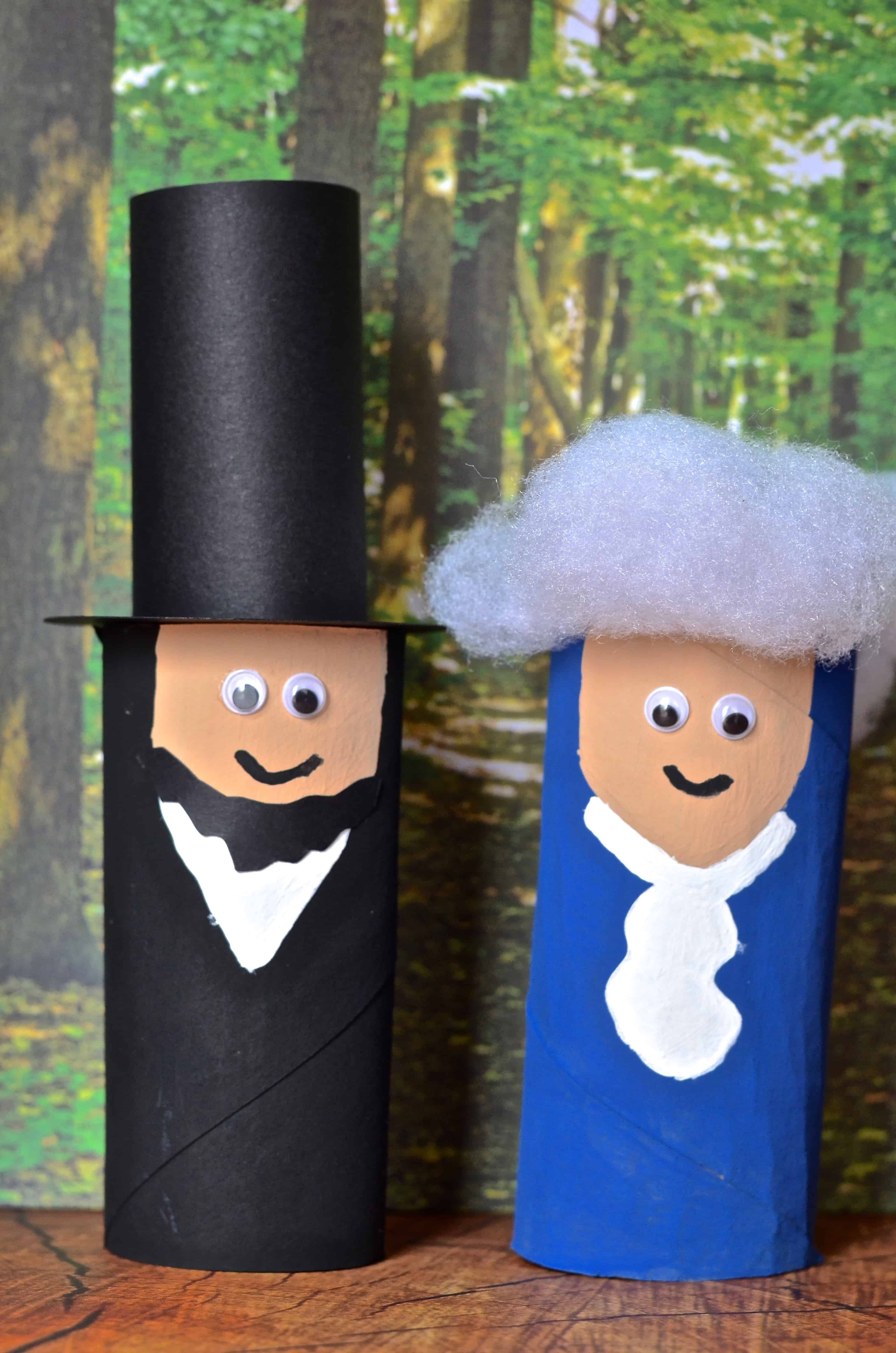 President Washington and Lincoln Toilet Paper Tube Craft for Kids