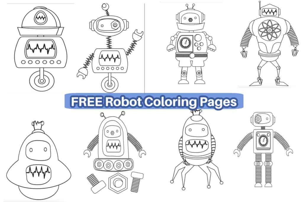 8 robot coloring pages