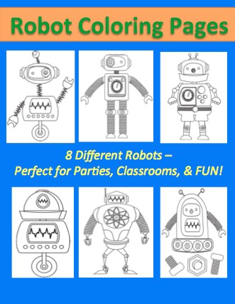 free robot printable coloring sheet pages for kids