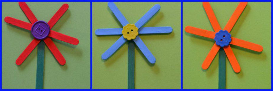 flower craft stick craft for kids Collage