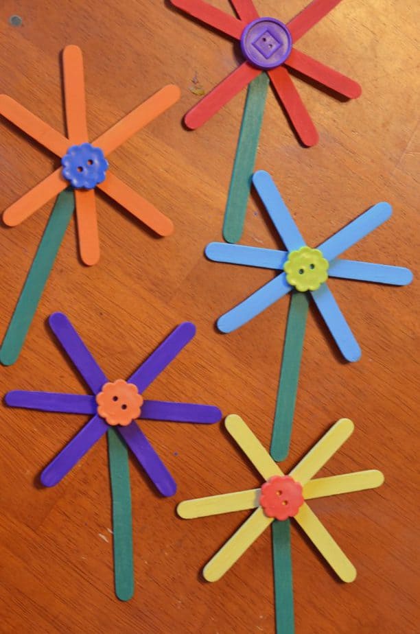 flower craft stick spring  for kids