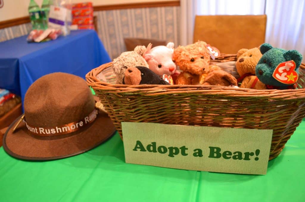 adopt a bear station at camping birthday party