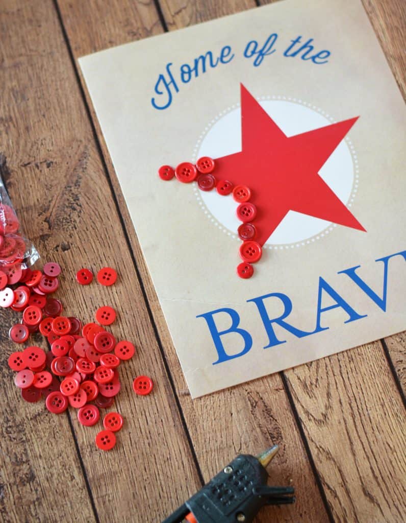 Patriotic Home of the Brave Art Wall Decor Project with FREE Printable