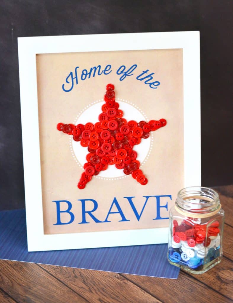 Patriotic Home of the Brave Art Wall Decor Project with FREE Printable