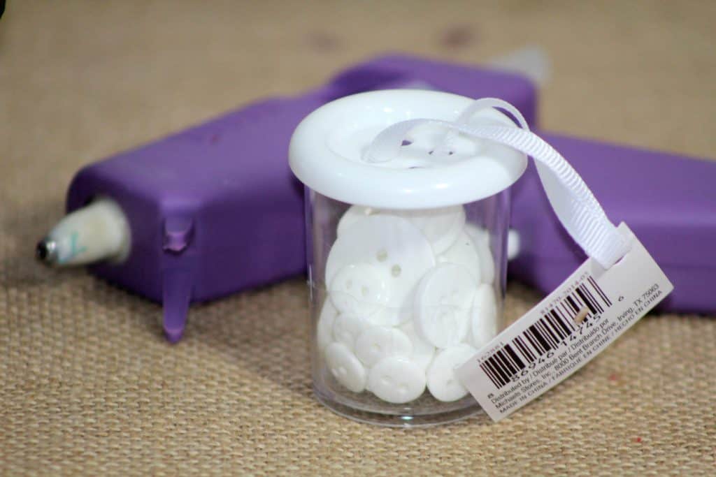 jar of buttons for Mickey Mouse Cupcakes