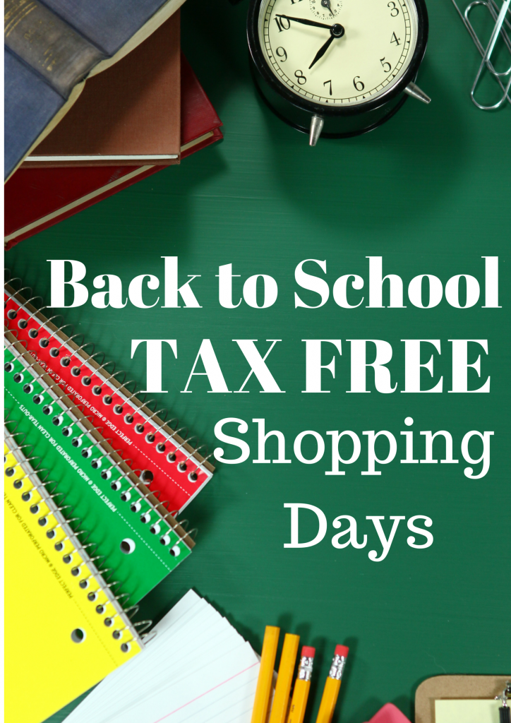 back to school tax free shopping days