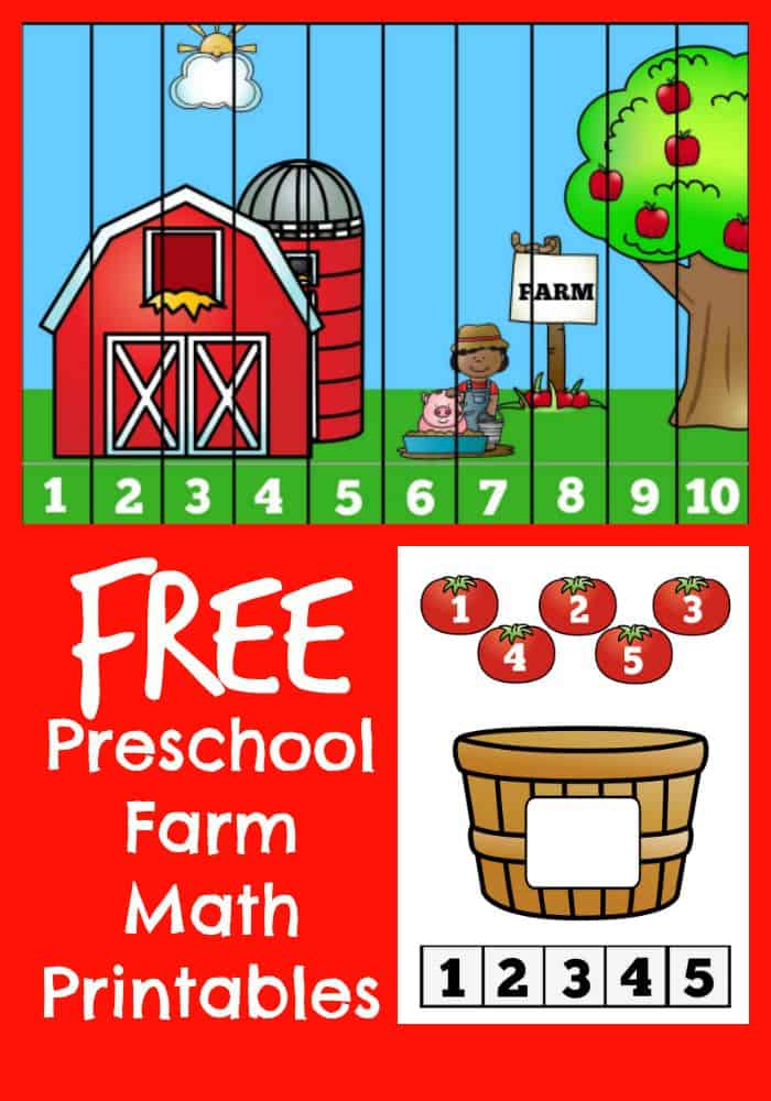 Preschool Farm Math Printable