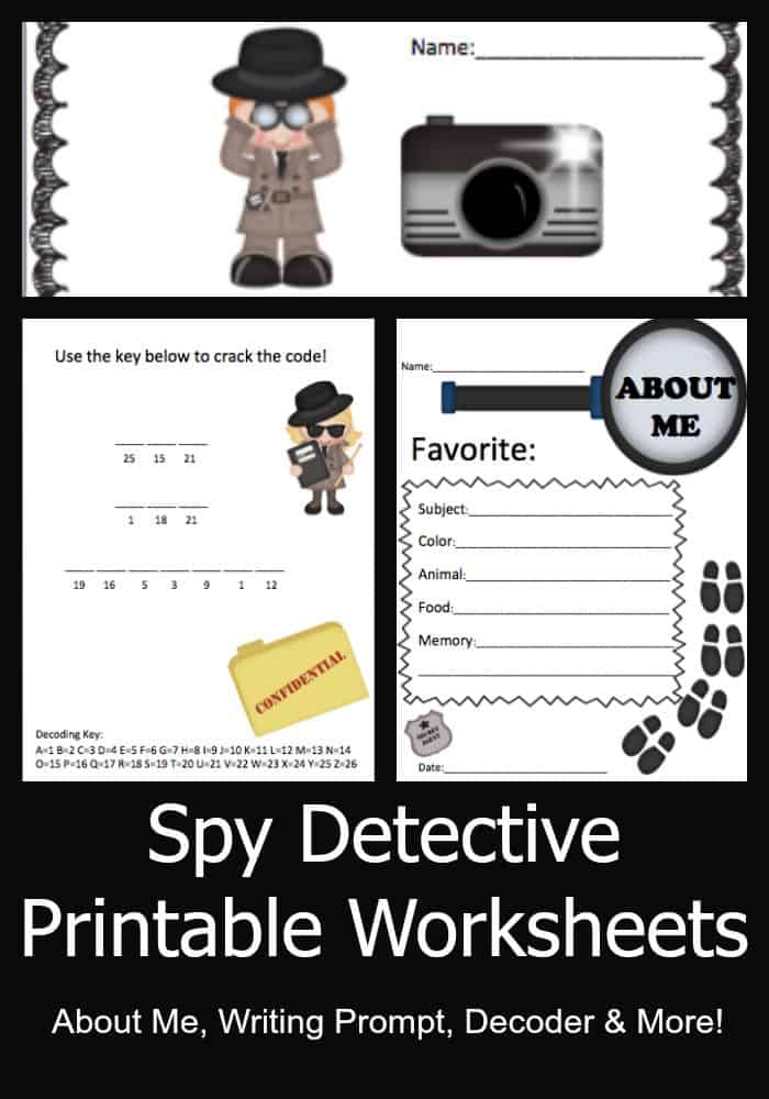 Spy Detective FREE Printable Worksheets