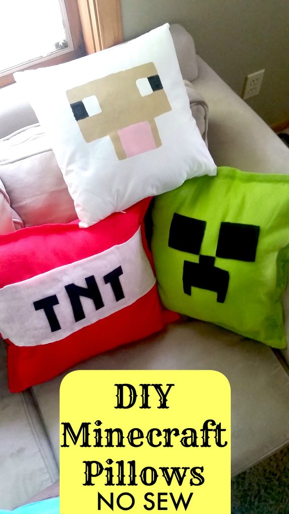 DIY Minecraft Pillows No Sew Tutorial