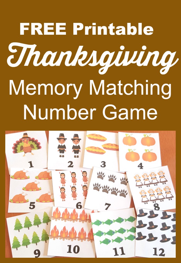 Free Printable Thanksgiving Memory Matching Number Game