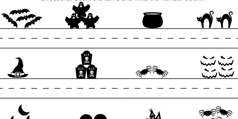 FREE Halloween Word Search Counting Printables