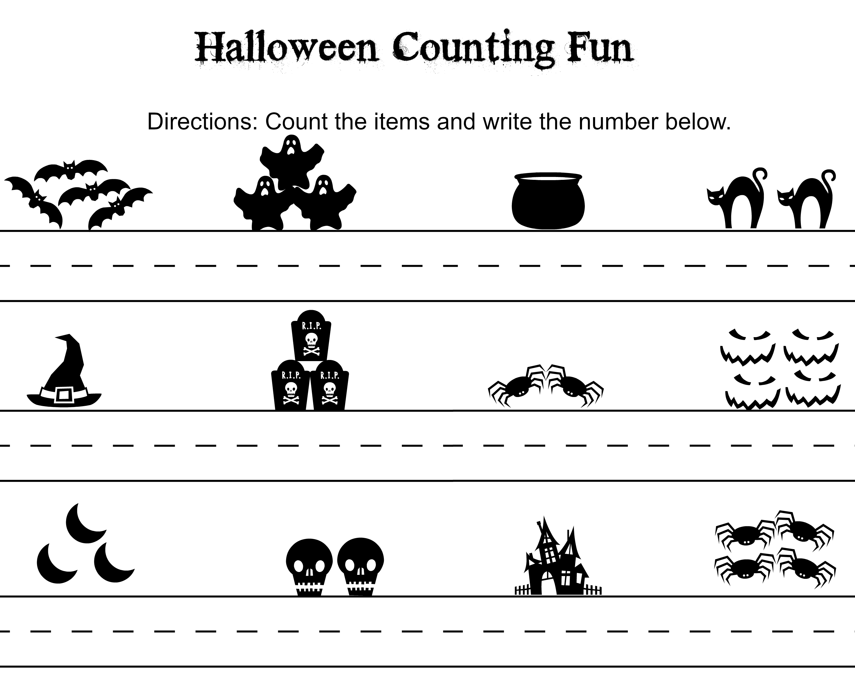 Free halloween math worksheets for first grade