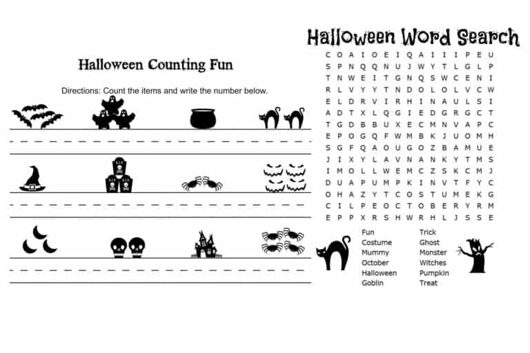 FREE Halloween Word Search & Counting Printables