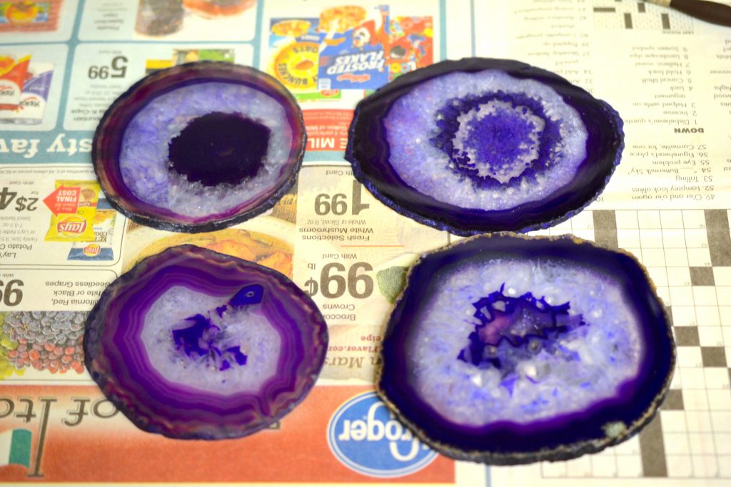 four purple agate slices for coasters