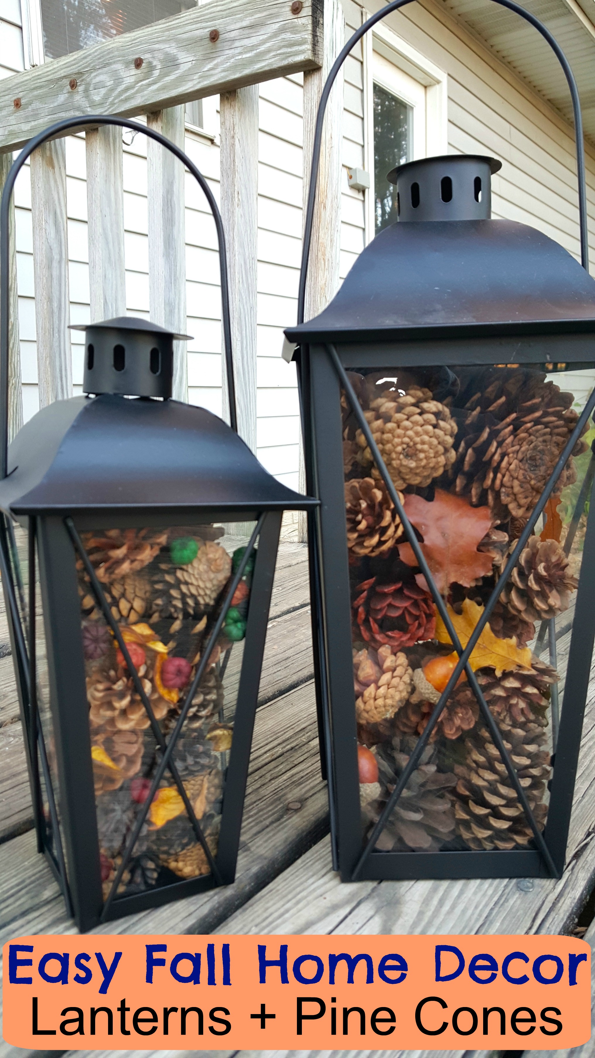 Lantern + Pinecone Fall Home Decor