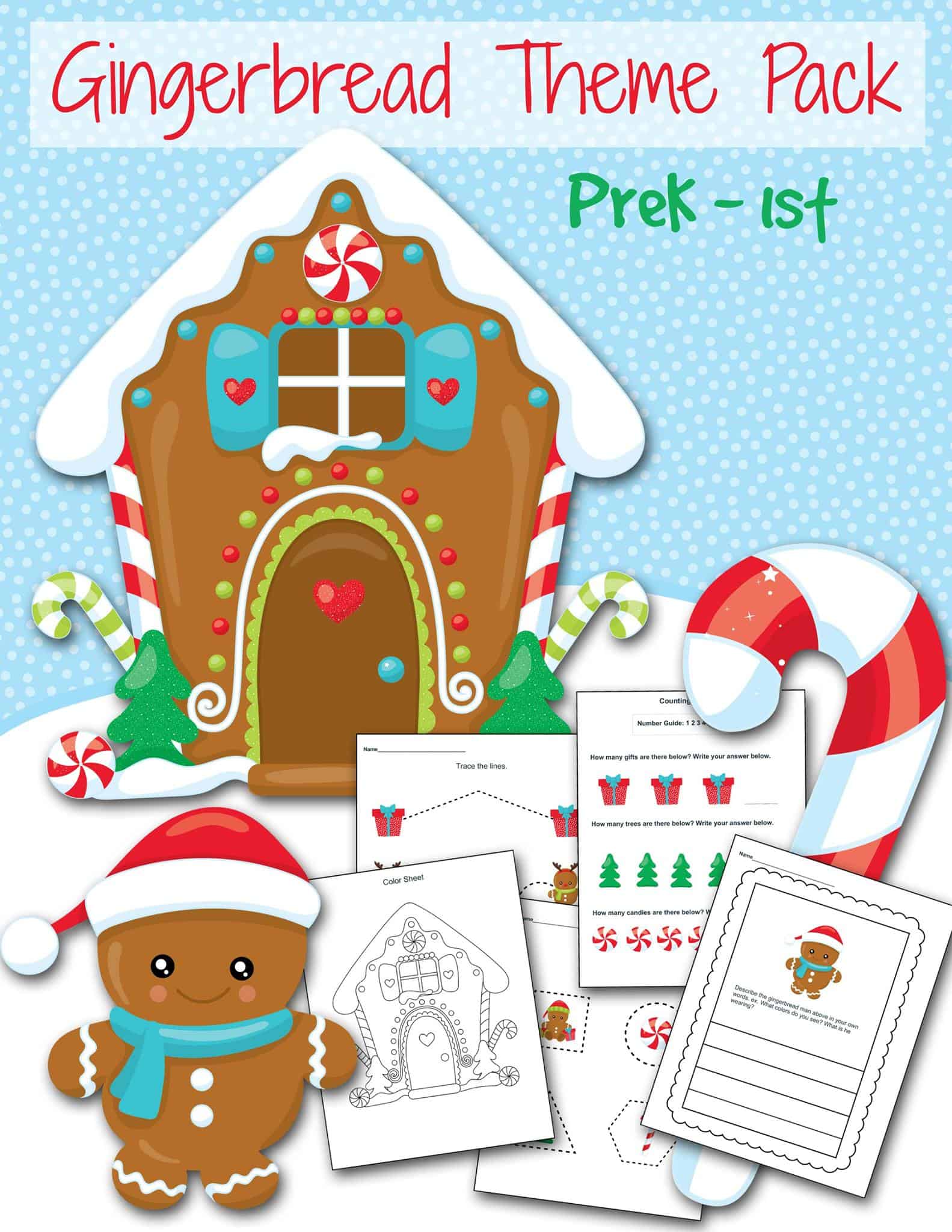 FREE Gingerbread  Printable Holiday Friends Preschool Craft 