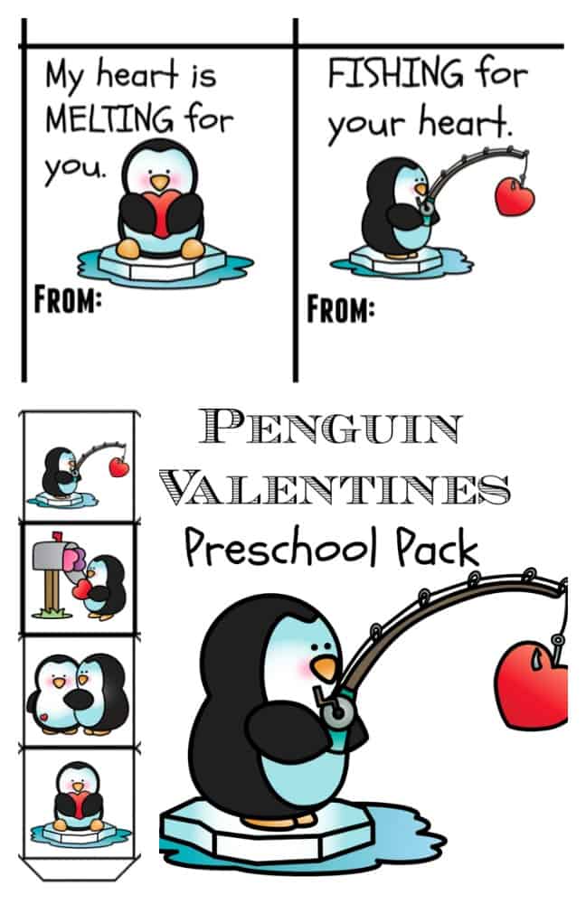 Penguin Valentines Printable Preschool math worksheets