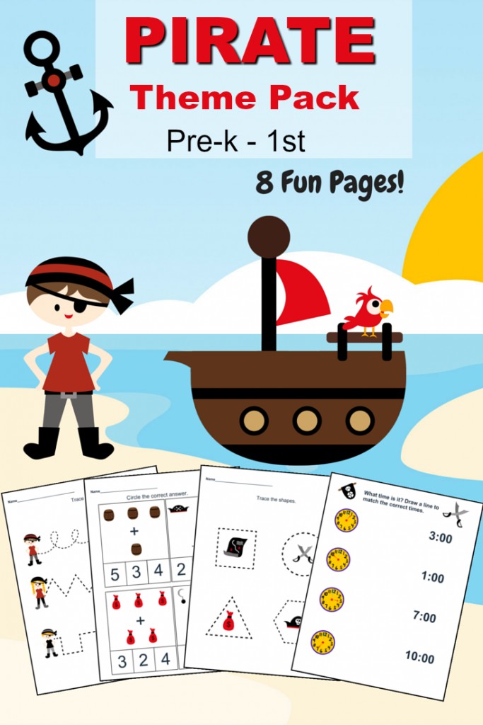 Pirate Printable worksheet set for kids