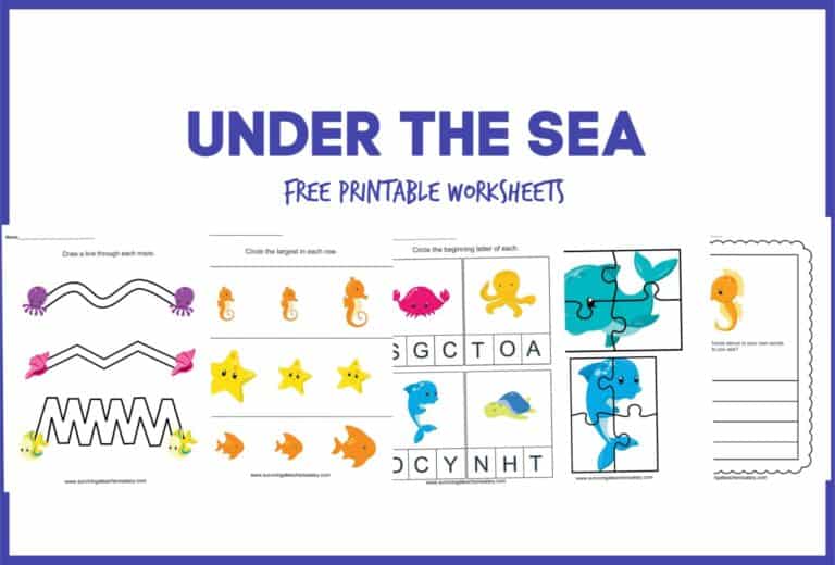 FREE Under the Sea Worksheets Printable Preschool Set