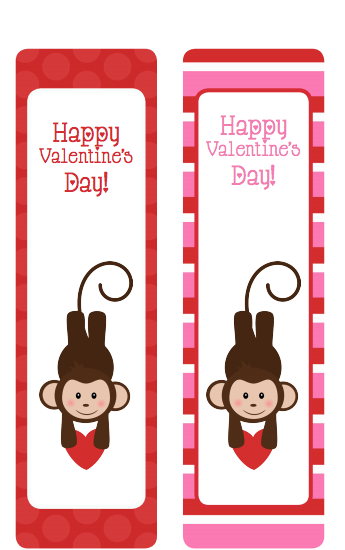 Printable Valentine's Day Bookmarks - Monkeys