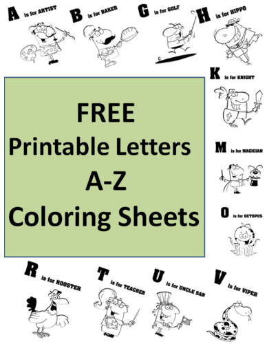 Alphabet Letters A to Z Occupation Coloring Worksheets