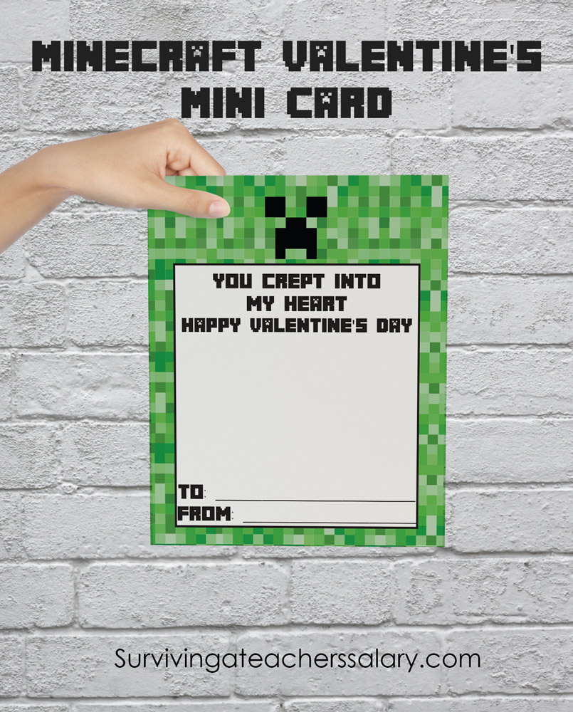 Minecraft Printable Valentine S Day Cards