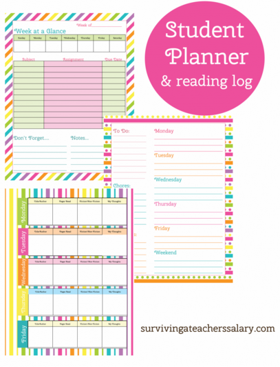 Free Printable Student & Teacher Planner with Reading Log
