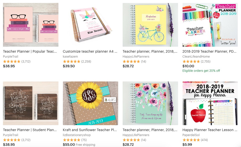 Etsy Custom Teacher Planners