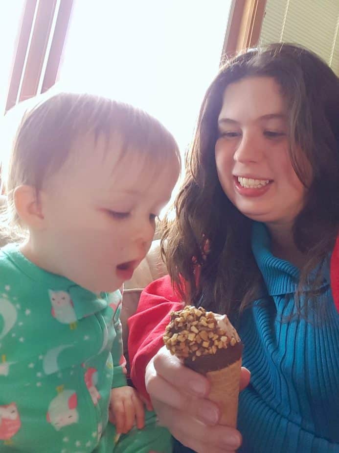 eating ice cream with a baby girl