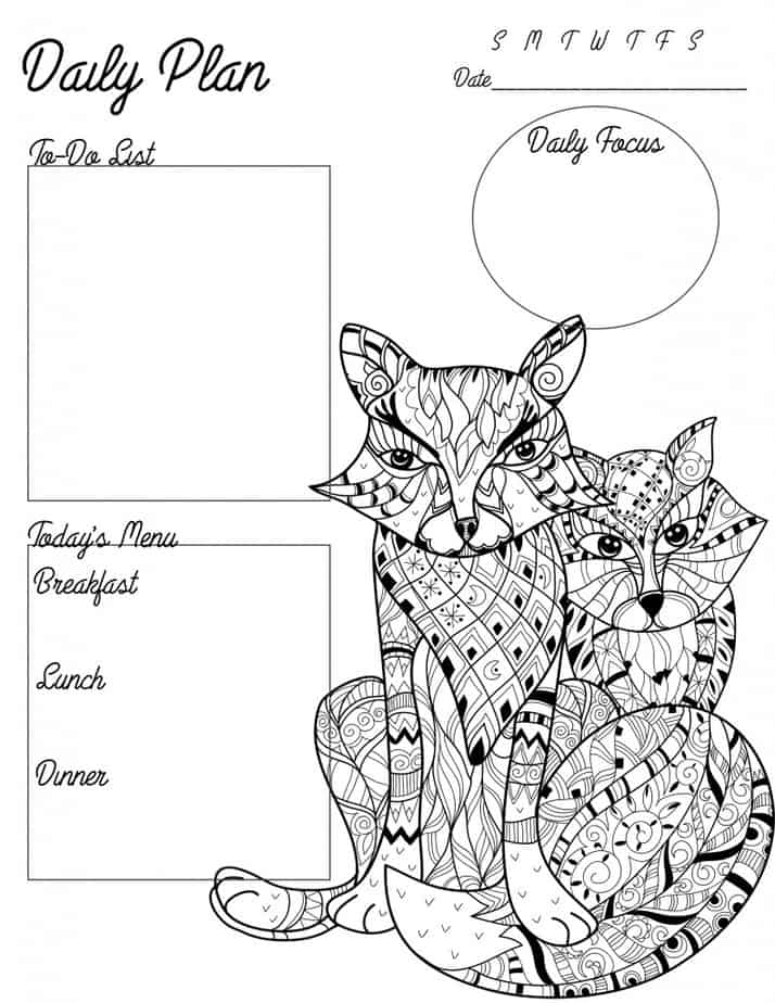 Free Adult Coloring Page Printable Planner