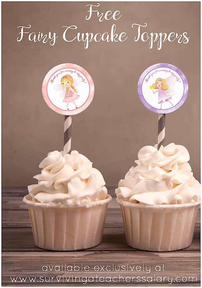 Free Fairy Cupcake Topper & Stickers Party Printable