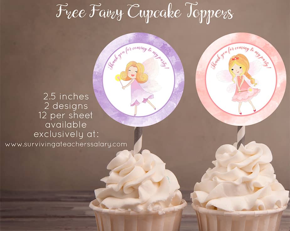 Free Fairy Cupcake Topper & Stickers Party Printable