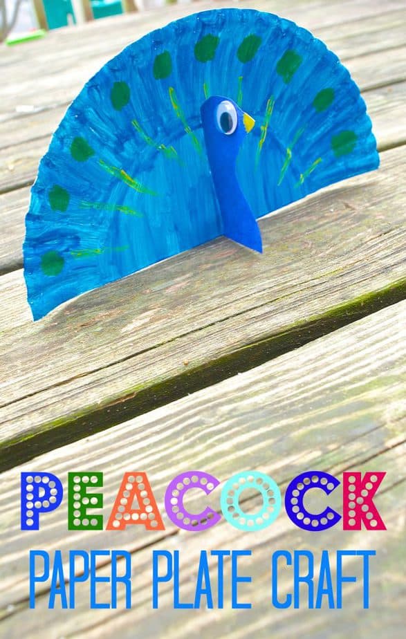 Peacock Animal paper plate craft for kids