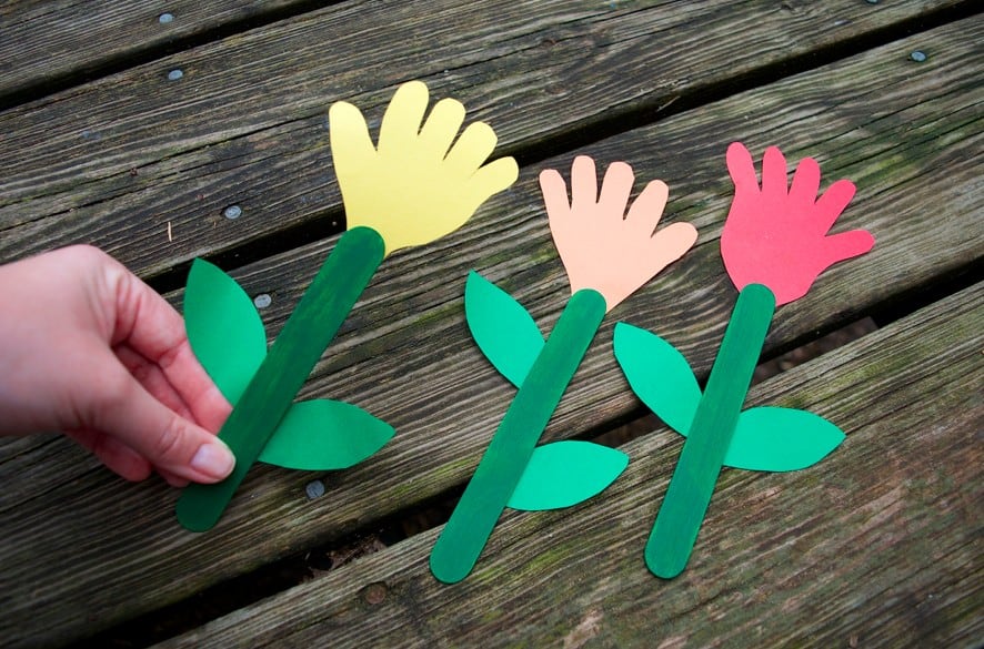 Spring Flowers Mothers Day Handprint Craft for Kids