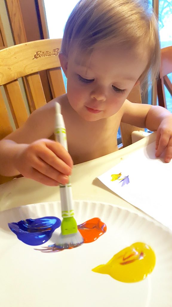 Keeping Hands Sanitized the Easy Way - toddler painting