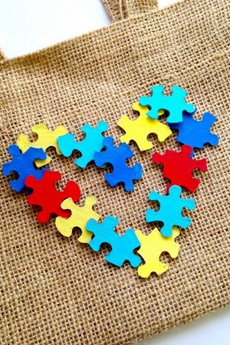 DIY Autism Awareness Puzzle Tote Bag