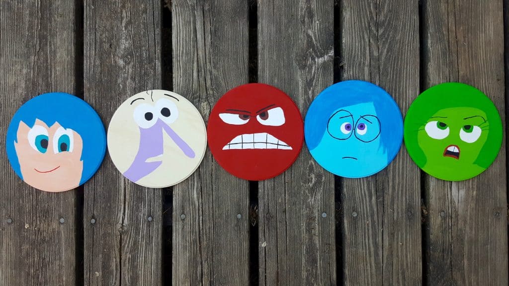 hand painted disney pixar character wood circles