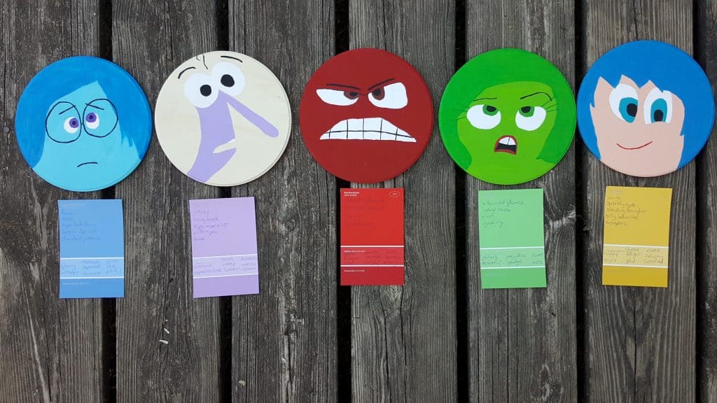 inside out characters disney pixar wooden circles