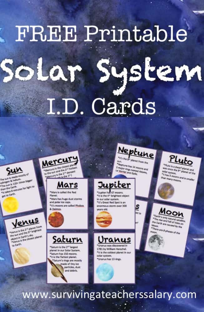 collage of printable solar system flash cards