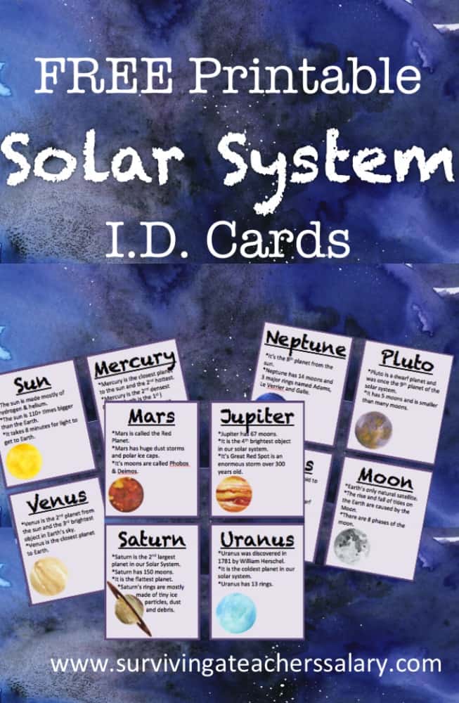 solar system fact cards